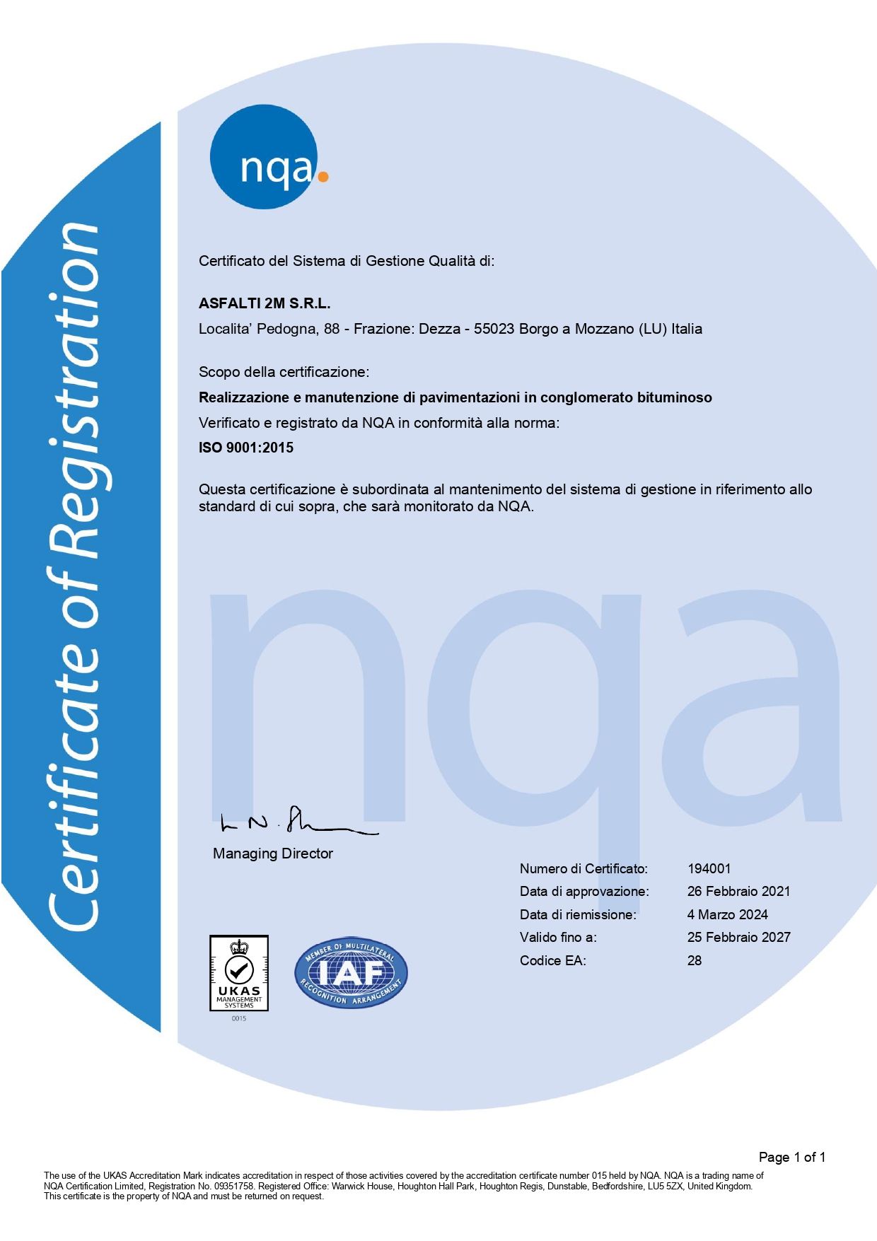 Certificato iso
